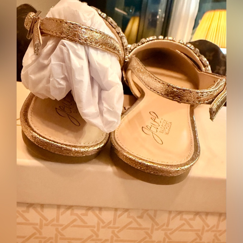 NWT Jewel Badgley Mischka Bambi Pointed Toe Sling Back flats in Rose-gold Sz 9.5 - Picture 4 of 11